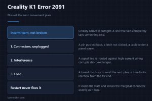 Creality K1 Error 2091 — Missed the next movement plan