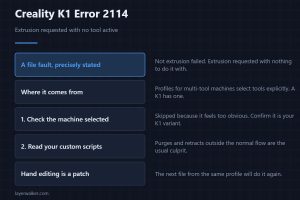 Creality K1 Error 2114 — Extrusion requested with no tool active