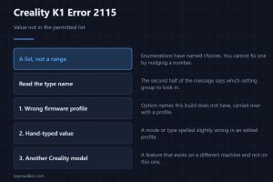 Creality K1 Error 2115 — Value not in the permitted list