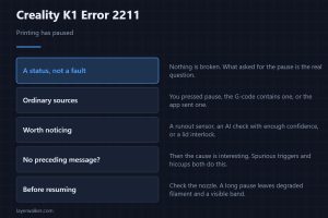 Creality K1 Error 2211 — Printing has paused