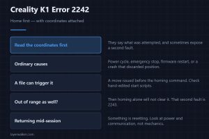 Creality K1 Error 2242 — Home first — with coordinates attached