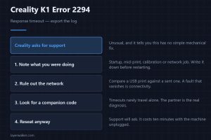 Creality K1 Error 2294 — Response timeout — export the log
