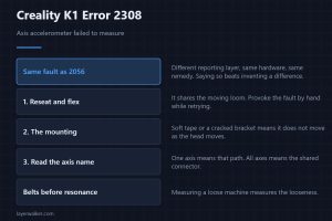 Creality K1 Error 2308 — Axis accelerometer failed to measure