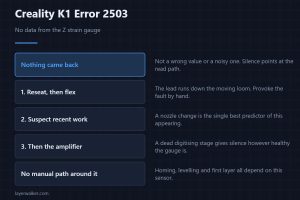 Creality K1 Error 2503 — No data from the Z strain gauge
