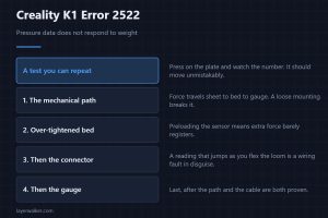Creality K1 Error 2522 — Pressure data does not respond to weight