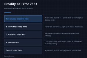 Creality K1 Error 2523 — Pressure data lost mid-measurement
