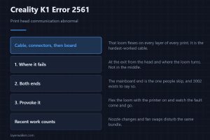 Creality K1 Error 2561 — Print head communication abnormal