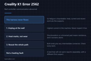 Creality K1 Error 2562 — Bed controller communication abnormal