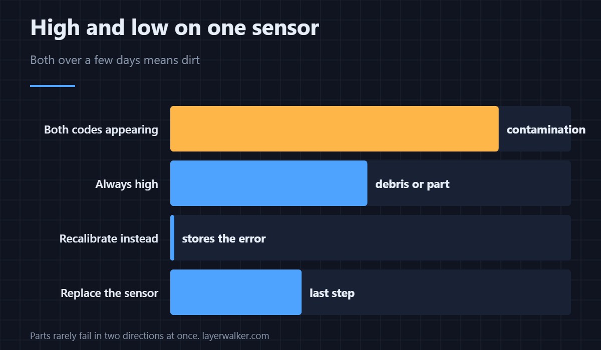 The mirror image of the low-frequency code, same part, same short list.