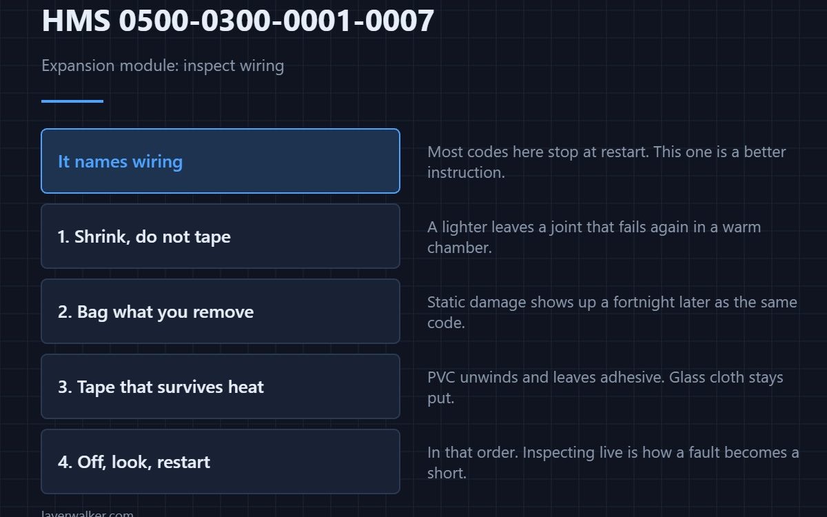 HMS 0500-0300-0001-0007 — Expansion module: inspect wiring