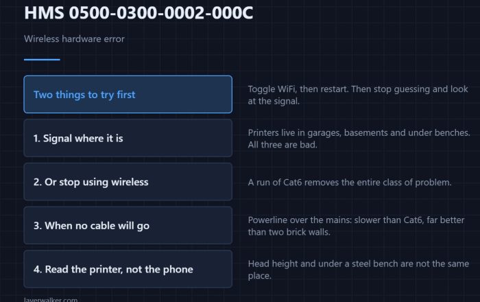 HMS 0500-0300-0002-000C — Wireless hardware error