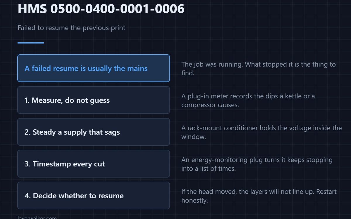 HMS 0500-0400-0001-0006 — Failed to resume the previous print