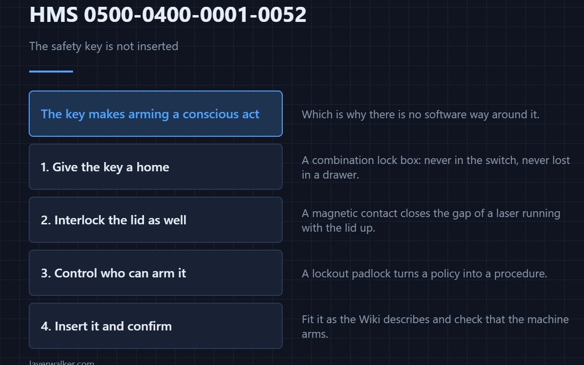 HMS 0500-0400-0001-0052 — The safety key is not inserted