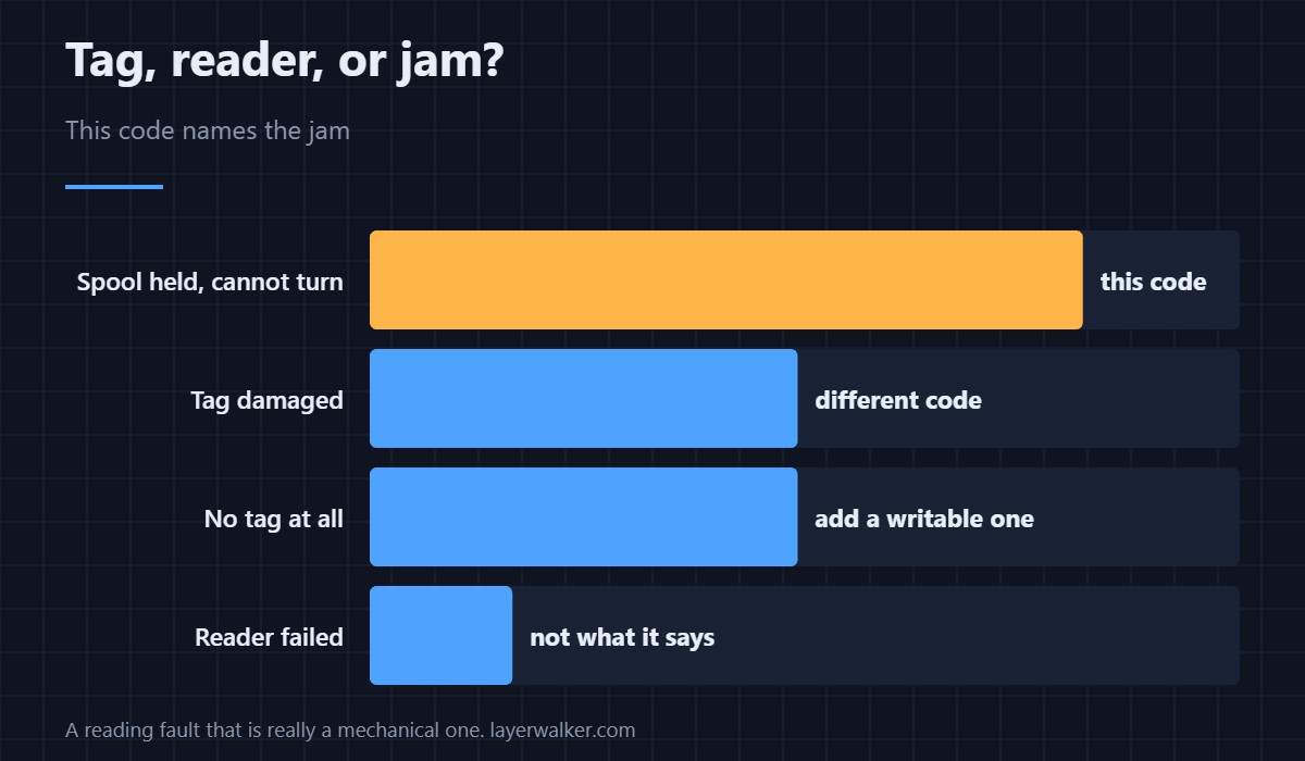 A reading fault with a mechanical cause: the spool is not turning.