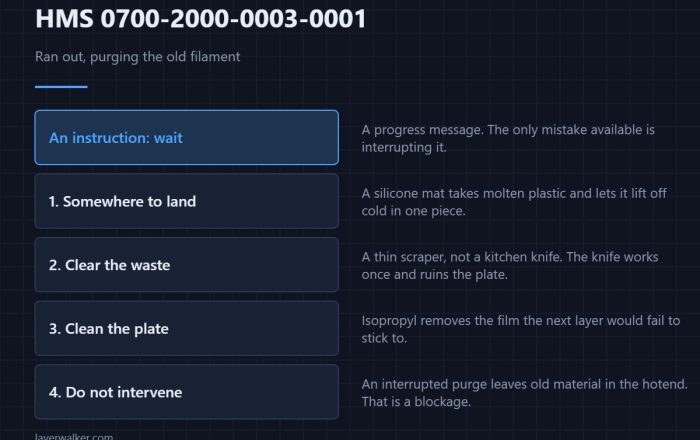HMS 0700-2000-0003-0001 — Ran out, purging the old filament