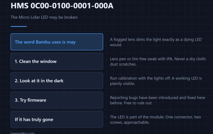 HMS 0C00-0100-0001-000A — The Micro Lidar LED may be broken