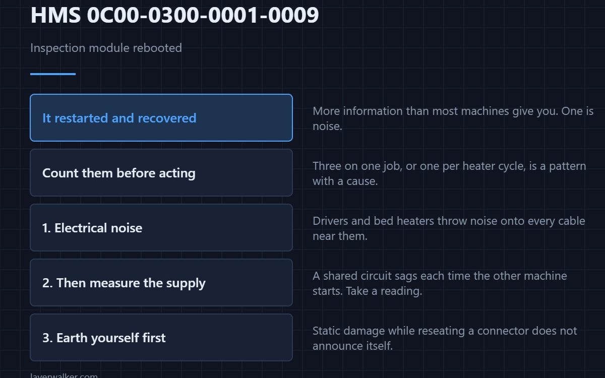 HMS 0C00-0300-0001-0009 — Inspection module rebooted